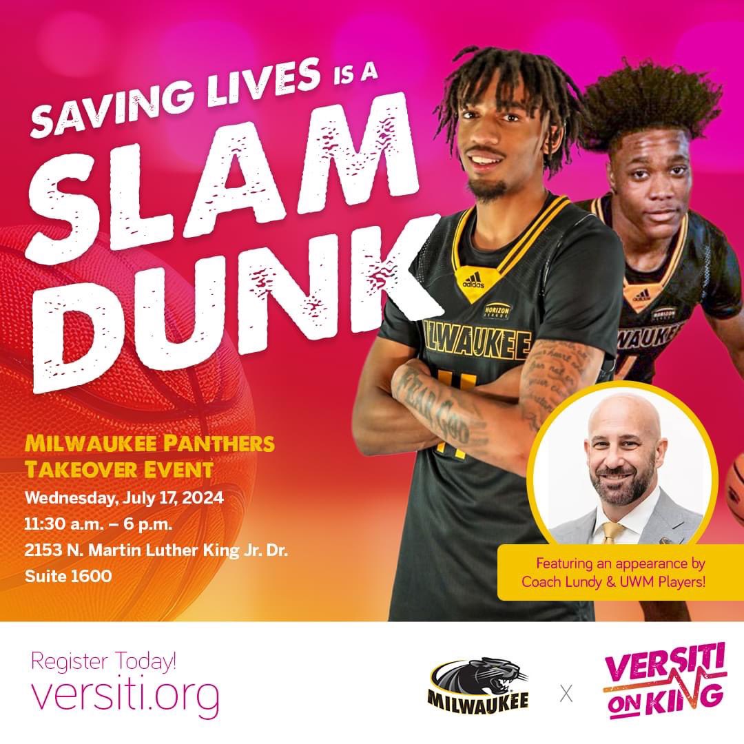 Jasmine M. Woodruff-Johnson (@iamjeremiahsmom) on Twitter photo Looking for the 153,825 UWM Alums who live, work and play here in WI!
Saving lives is a slam dunk. Weāre proud to team up with <a href="/CoachBartLundy/">Bart Lundy</a> & the UWM men's basketball team to give back to our city with <a href="/BloodCenterWI/">Versiti Blood Center of Wisconsin</a> for this Versiti on King Donor Center Takeover on July 17. Looking for the 153,825 UWM Alums who live, work and play here in WI!
Saving lives is a slam dunk. Weāre proud to team up with <a href="/CoachBartLundy/">Bart Lundy</a> & the UWM men's basketball team to give back to our city with <a href="/BloodCenterWI/">Versiti Blood Center of Wisconsin</a> for this Versiti on King Donor Center Takeover on July 17.