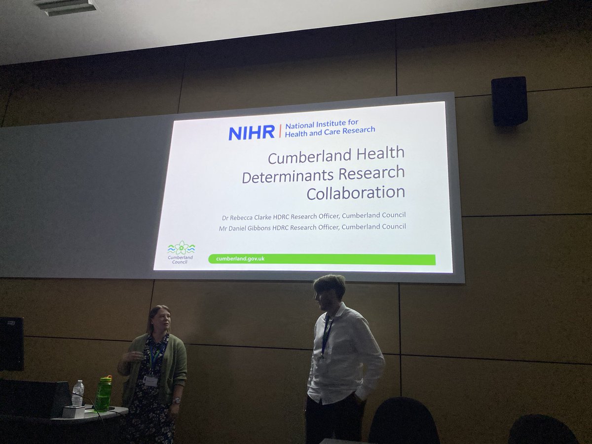 Rebecca Clarke and Daniel Gibbons introducing the Cumberland Health Determinants Research Collaboration and how they embed research from the start in the Council #cumbriaresearch