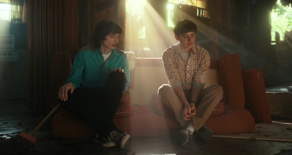 this scene is so fucking beautiful I swear the blue and yellow behind them, mikes side being dim and the light shining ONLY on will and mike leaning into it, him, the light, WILL!!! will is mikes light and mike is wills heart goodnight