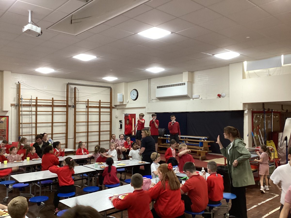 AshKnotty's tweet photo. Hopefully everyone is coming tomorrow night! We have some amazing singers from Year 5 who will be performimg some absolute musical bangers! Here is them at lunch time getting the hall ready for tomorrow night! https://t.co/HbN9HfCxXr