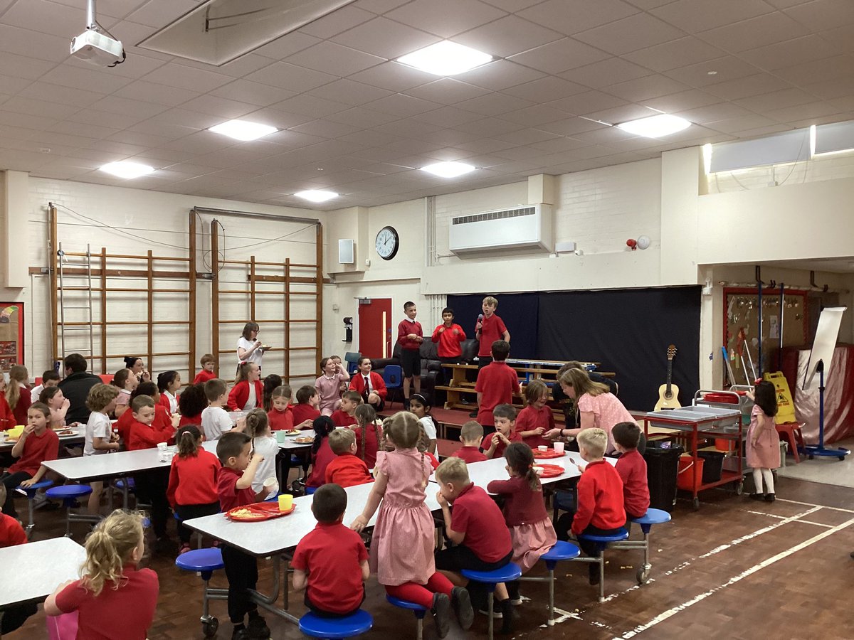 AshKnotty's tweet photo. Hopefully everyone is coming tomorrow night! We have some amazing singers from Year 5 who will be performimg some absolute musical bangers! Here is them at lunch time getting the hall ready for tomorrow night! https://t.co/HbN9HfCxXr