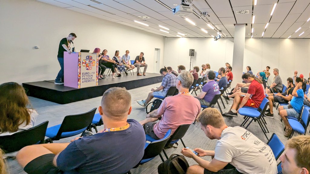 Open Source Sustainability Panel is underway during the EuroPython 2024 conference 🐍

Armin Ronacher, Çağıl Uluşahin Sönmez, Artur Czepiel, Deb Nicholson, Anwesha Das, Samuel Colvin are present on stage 🎤

#EuroPython #EuroPython2024 #Python #OpenSource #FOSS

CC <a href="/europython/">EuroPython</a>