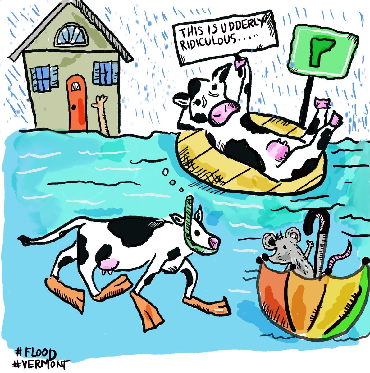 1 year after the Great #Vermont Flood of 2023, we are again underwater. Scorching temps and fires in the West, tornados and flooding in the East, Mother Earth needs a break. Let’s all do our part to help combat climate change. #ClimateCrisis #ClimateActionNow