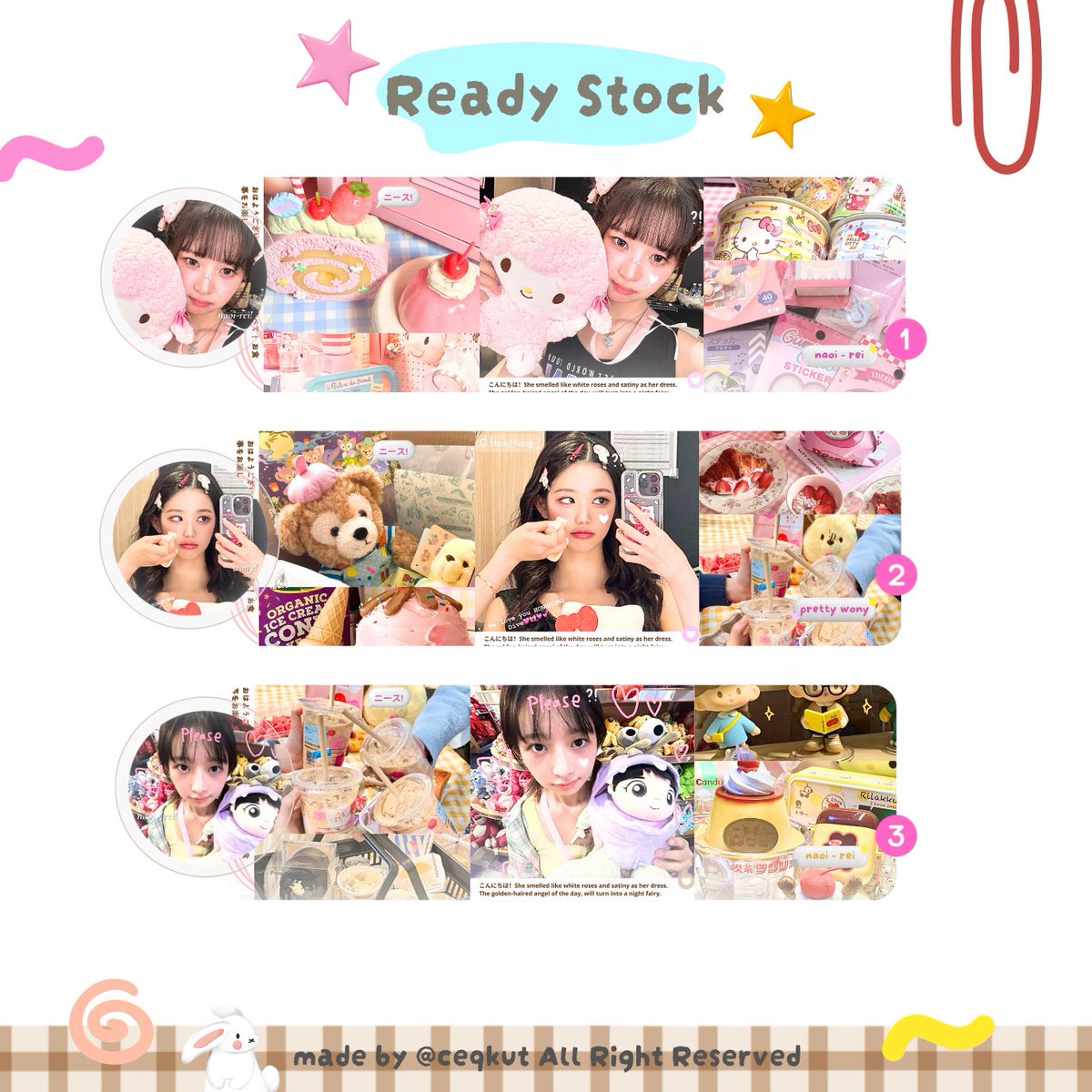 ceqkut's tweet image. help repost or retweet, thank youu! ‹3

こんにちは!👩🏻‍🍳 aku punya layout ready stock moodboard rei, wonyoung foto terbaru, ulzzang nom-nom &amp;amp; yeri !! price on alt 🍜🍣🥢 yg mww take sung dm aku mau take no berapa yaaA 🍥💌💨

#zonauang