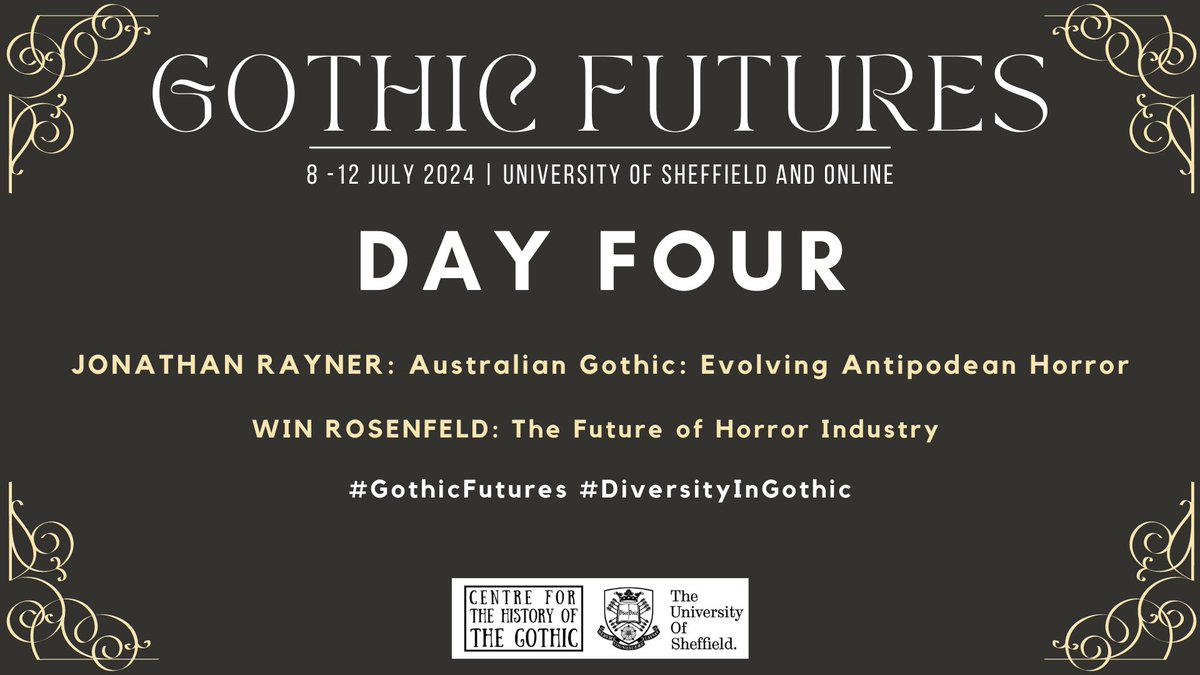 It's the penultimate day of Gothic Futures and our afternoon keynotes featuring Jonathan Rayner and <a href="/winrosenfeld/">Win Rosenfeld</a> are just about to start! #GothicFutures #DiversityInGothic