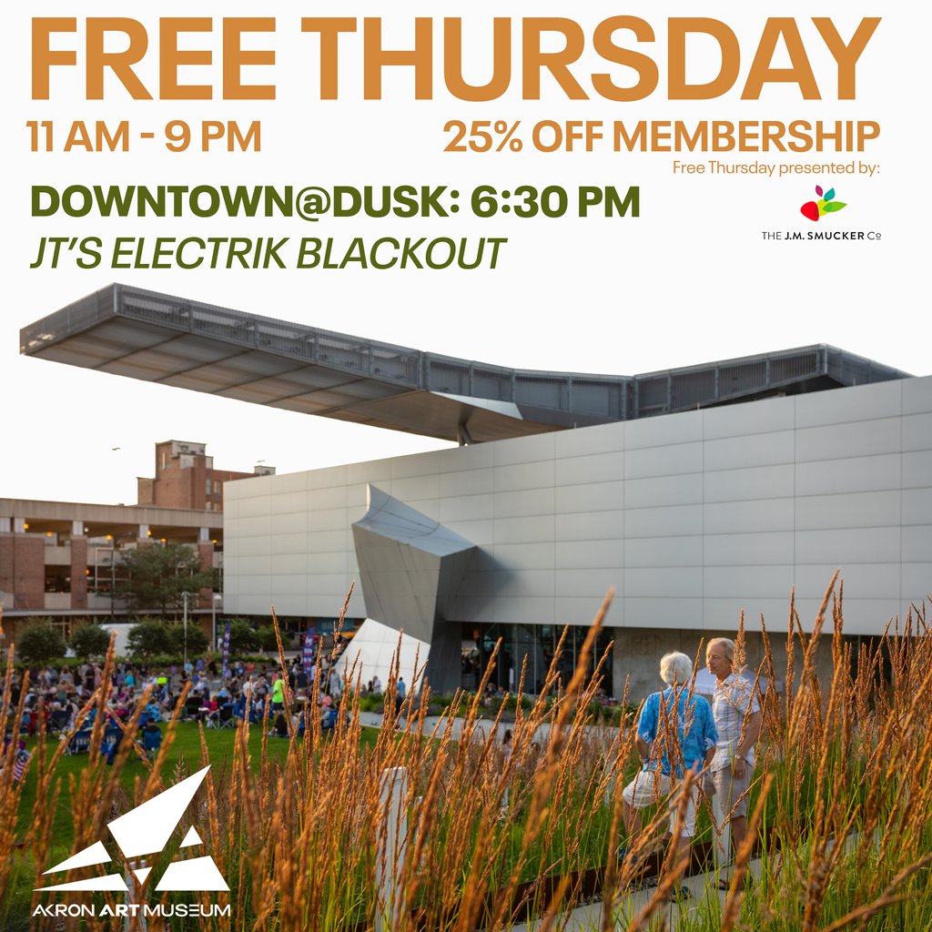 AkronArtMuseum's tweet photo. Free Thursday with a Downtown@Dusk performance at 6:30 PM! 🎸🎶

#downtownakron #akron #akronartmuseum #akronevents https://t.co/s7HpEly0h6