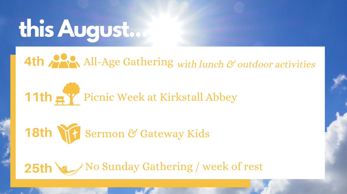 🌞 Over the Summer we do things a bit differently to our normal Sunday monthly rhythm! See what's happening this year...