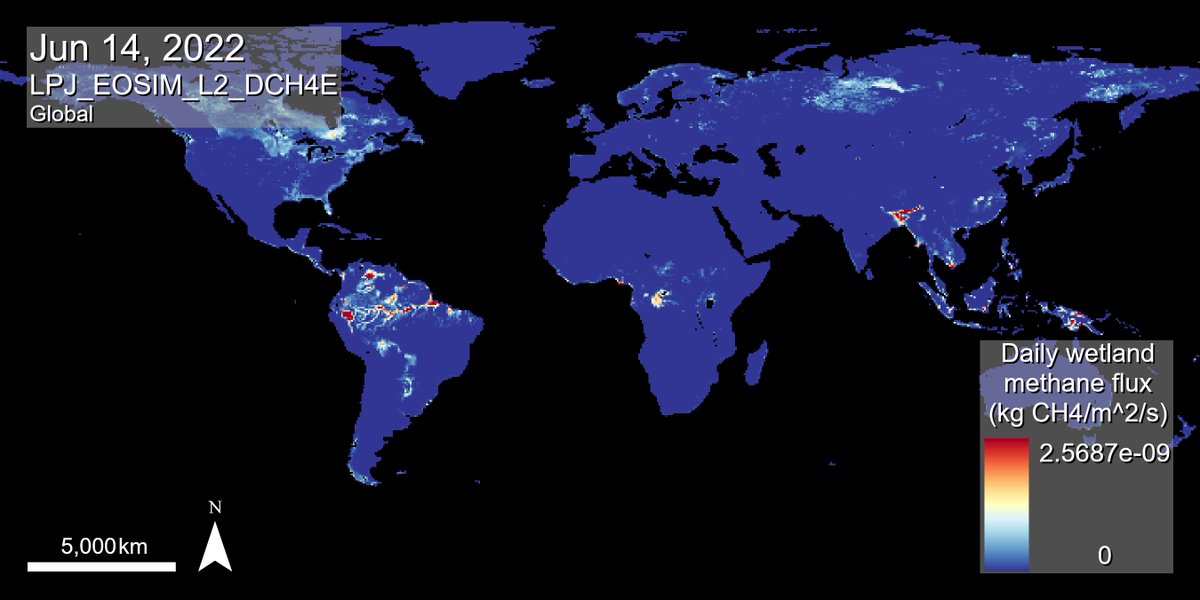NASAEarthData's tweet image. Four new #GHG datasets are available at NASA&apos;s #LPDAAC. The new LPJ-EOSIM L2 Global Simulated Wetland #Methane Flux data products are available in daily and monthly temporal resolutions with high latency and low latency delivery schedules.

Access data: go.nasa.gov/3xQHXGC