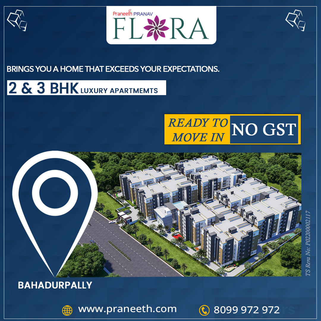 praneethgroup's tweet image. Shift your living to the places that give you peace and tranquility.

🌐 : praneeth.com/praneethpranav…
☎️ : +91 8099972972

#PraneethGroup #PraneethPranavFlora #2bhkflats #relestate #realestatehyderabad #luxuryapartments #hyderabadrealestate #Bahadurpally #highriseapartments