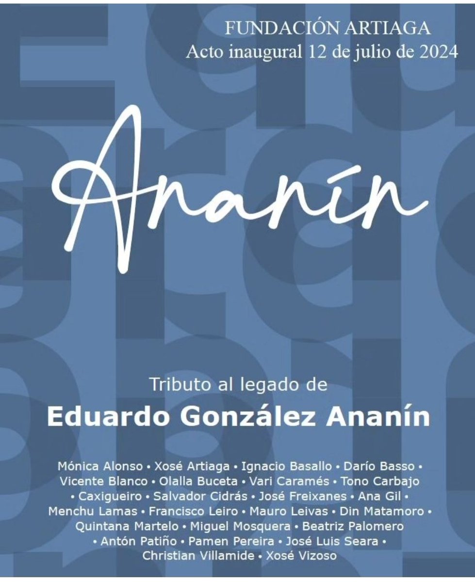 CVillamide's tweet photo. Éste viernes inauguramos ANANÍN
Vari Carames, Antón Patiño, Menchu Lamas, Caxigueiro, Monica Alonso, Christian Villamide, Francisco Leiro,  Quintana Martelo, Xosé Artiaga, Pamen Pereira, Dario Basso, Tono Carbajo , Vicente Blanco, Ana Gil, Din Matamoro, Beatriz Palomero, Seara https://t.co/VgQoeCU3wR
