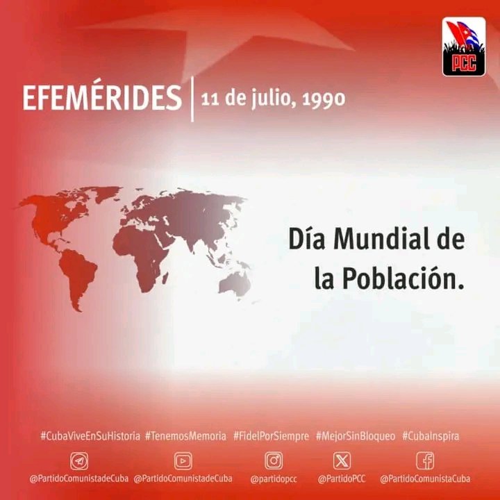 GladysArtemisa's tweet photo. El Día Mundial de la Población 2024 sirve para preguntarnos cuánto debemos continuar haciendo para atender los urgentes problemas de la población mundial.
#CubaEnModoVictoria 
#ArtemisaJuntosSomosMás 
@AsambleaCuba 
@DiazCanelB 
@PartidoPCC 
@DrRobertoMOjeda https://t.co/LLzic1NtZy