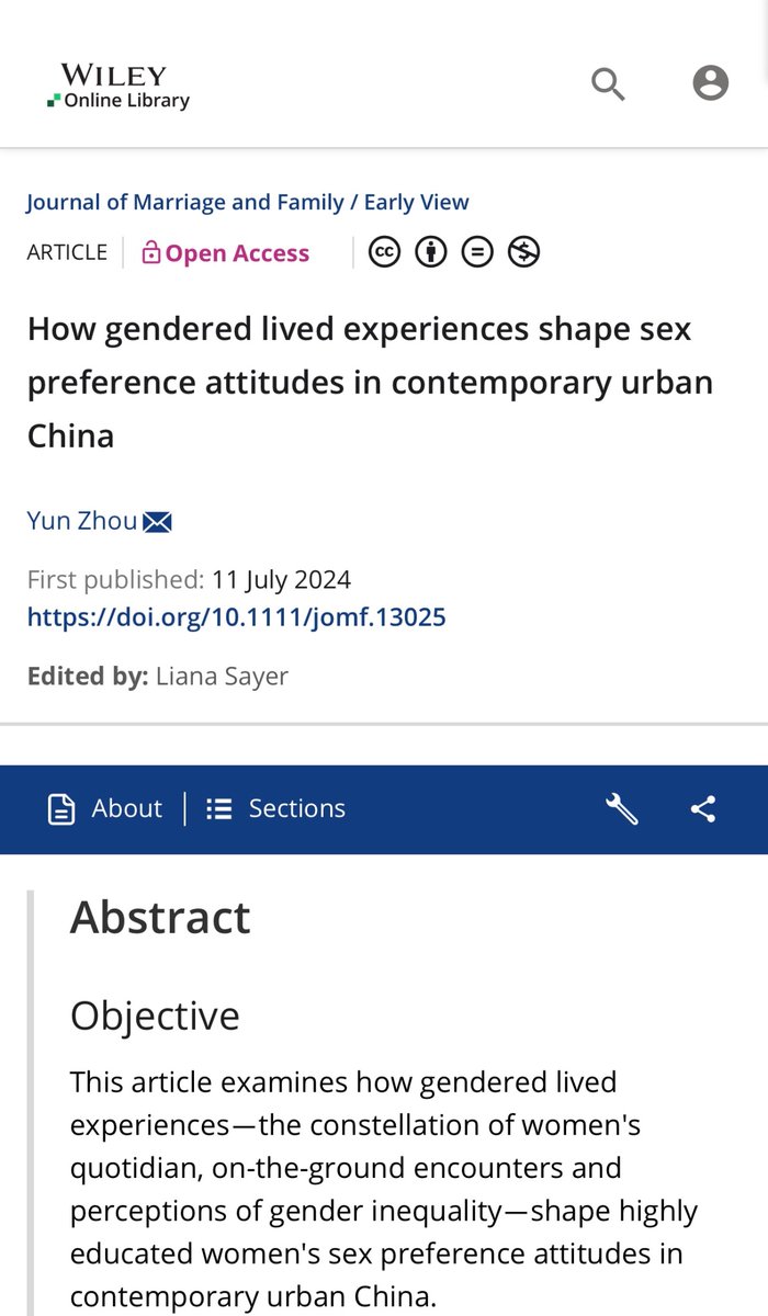 yunjulietzhou's tweet photo. 🔔 Why do some highly educated, gender egalitarian Chinese women still exclusively prefer sons? Check out my new paper in @JMF_NCFR  

I show how the lived experience of gender injustice led some to see son preference as “a mother’s duty” of wanting the best for their children. https://t.co/wnSvAlQsSd