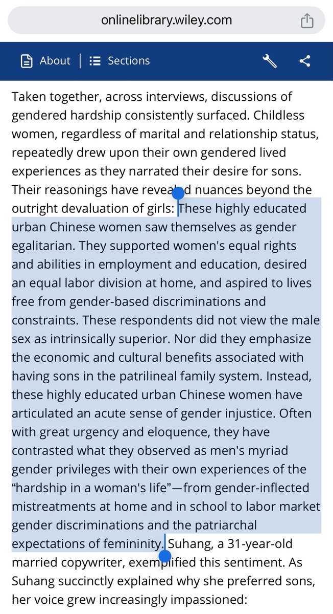 Yun Zhou (@yunjulietzhou) on Twitter photo 🔔 Why do some highly educated, gender egalitarian Chinese women still exclusively prefer sons? Check out my new paper in <a href="/JMF_NCFR/">@JMF@sciences.social</a>
I show how the lived experience of gender injustice led some to see son preference as “a mother’s duty” of wanting the best for their children. 🔔 Why do some highly educated, gender egalitarian Chinese women still exclusively prefer sons? Check out my new paper in <a href="/JMF_NCFR/">@JMF@sciences.social</a>
I show how the lived experience of gender injustice led some to see son preference as “a mother’s duty” of wanting the best for their children.