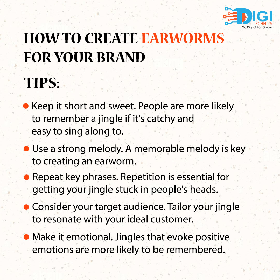 digitechniks's tweet photo. 🎶 Make your brand unforgettable with earworm marketing! Swipe through for tips on creating memorable jingles that resonate with your audience. Follow Digitechniks for more marketing tips! #brandstrategy #digitechniks https://t.co/wF97e68dBJ