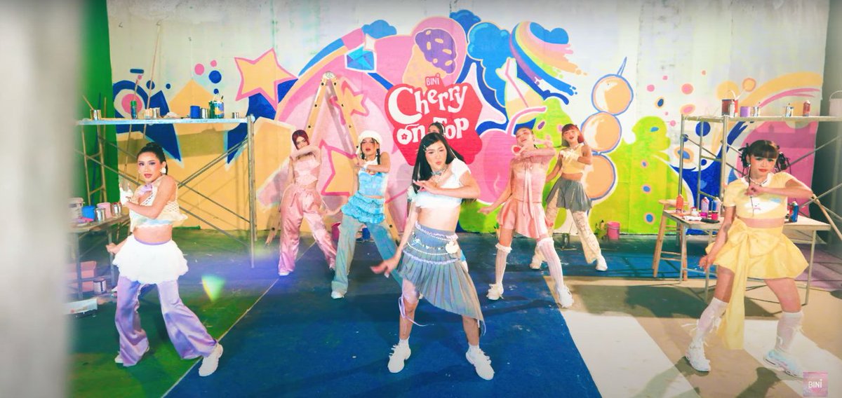 ABSCBNNews's tweet photo. THE CHERRY MANIA IS HERE! 🍒

Nation's Girl Group BINI just made their Blooms' day even better as they drop the much-awaited music video of their newest single "Cherry On Top." (📷: Screengrabs from BINI Official/YouTube) https://t.co/JWgzzHCfJc