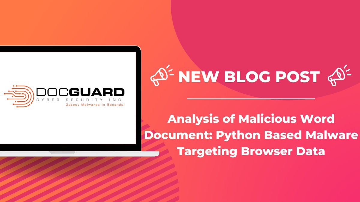 ✍️ New Blog Post

👉 Analysis of Malicious Word Document: Python Based Malware Targeting Browser Data

📊 The Python-based malware from a Word document targets sensitive information stored in browsers, such as cookies and saved passwords, collecting and transmitting it to a