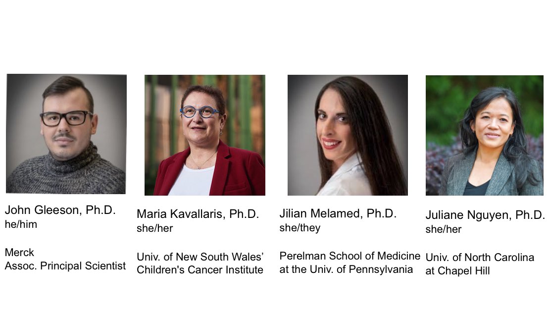 Mariah Arral, Ph.D. (@mariaharral) on Twitter photo We have a wonderful panel who will be discussing some prepared questions and some from the audience!
Thank you to <a href="/JohnGleekson/">John Gleeson</a> <a href="/MK_CCI/">Prof Maria Kavallaris AM 🌈</a> <a href="/JilianMelamed/">Jilian Melamed</a> <a href="/JulieNguyenLab/">Juliane Nguyen</a> for being our panelist! We have a wonderful panel who will be discussing some prepared questions and some from the audience!
Thank you to <a href="/JohnGleekson/">John Gleeson</a> <a href="/MK_CCI/">Prof Maria Kavallaris AM 🌈</a> <a href="/JilianMelamed/">Jilian Melamed</a> <a href="/JulieNguyenLab/">Juliane Nguyen</a> for being our panelist!
