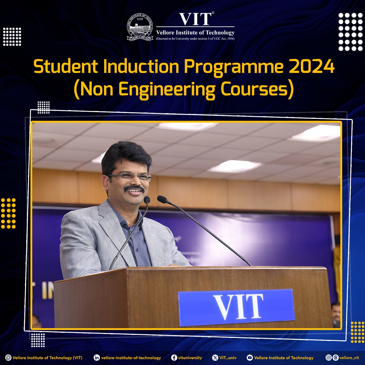 VIT_univ's tweet photo. #VIT extends a warm welcome to out  the new batch of students from #BBA #BCom #BDes #BArch #BCA #BScComputerScience #BScVisCom #BScMultimediaAndAnimation #BScHospitalityAndHotelManagement and #BScAgricultureHons

#InductionProgramme #Bachelors #HelloVIT #WelcomeFreshers https://t.co/Y9o2jebCky