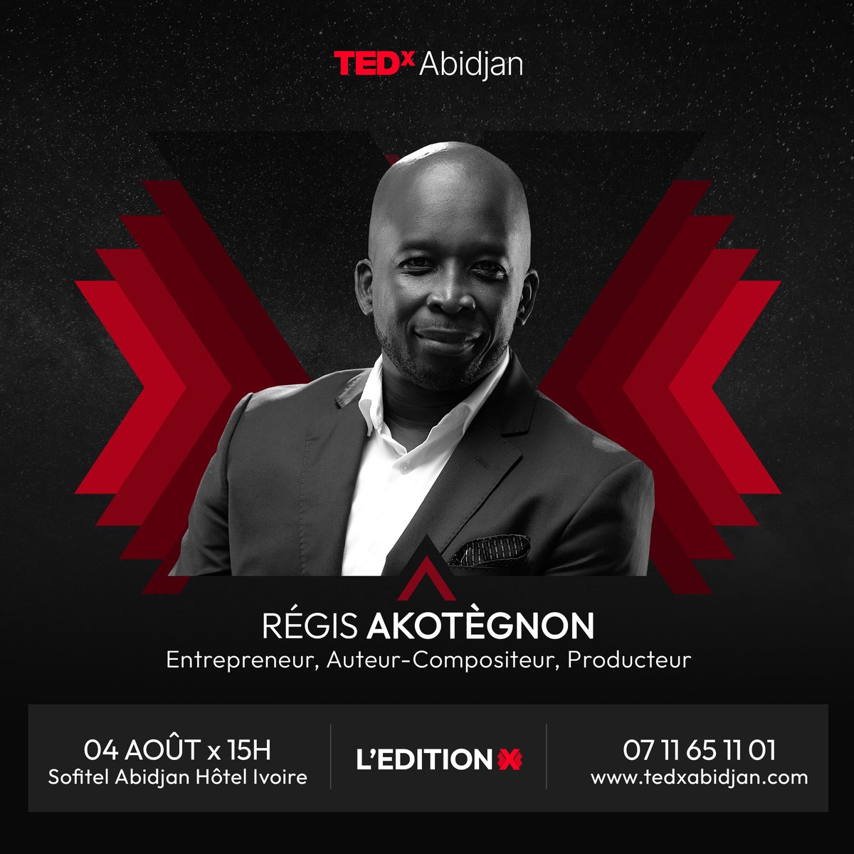 #Speaker2 : Régis Akotégnon
Entrepreneur, Ceo &amp; Board advisor, Auteur-Compositeur, Producteur.
Vous pouvez dès à présent acheter vos billets en cliquant sur : bit.ly/LEditionX
