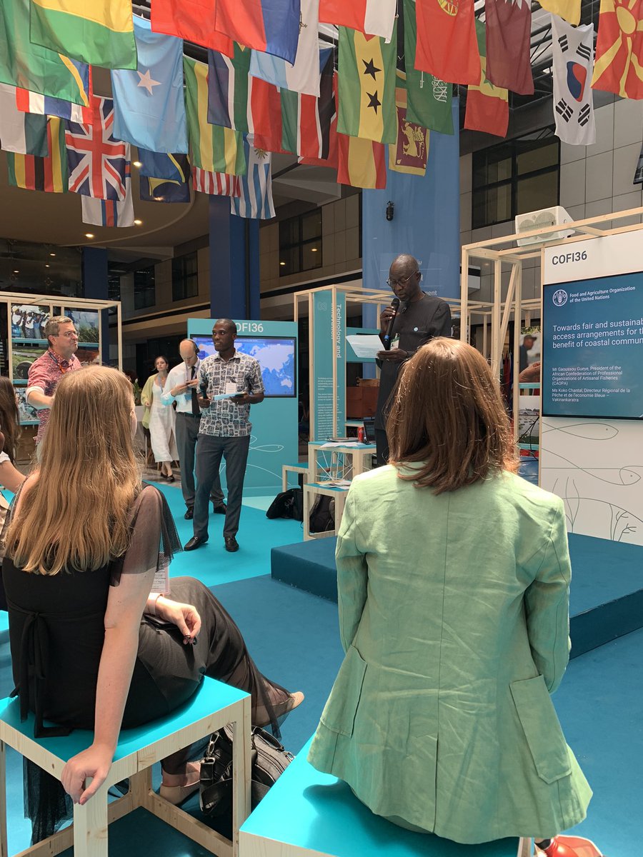 Great speaker’s corner at #COFI36 by <a href="/GueyeGaoussou/">gaoussou gueye</a> from <a href="/AfriqueCaopa/">CAOPA Afrique</a> on how to make access arrangements sustainable and fair. We need improved scientific information, regional cooperation for minimum standards and meaningful consultation with local communities #transparnecy