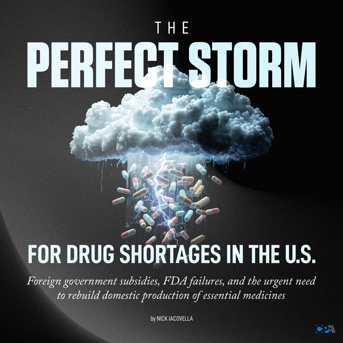 America has become dangerously reliant on foreign manufacturers — particularly in China &amp; India — for the generic drugs that account for 91% of U.S. prescriptions dispensed.

Without immediate action from Congress, the forecast could be life-threatening.

tinyurl.com/48hnuuxx