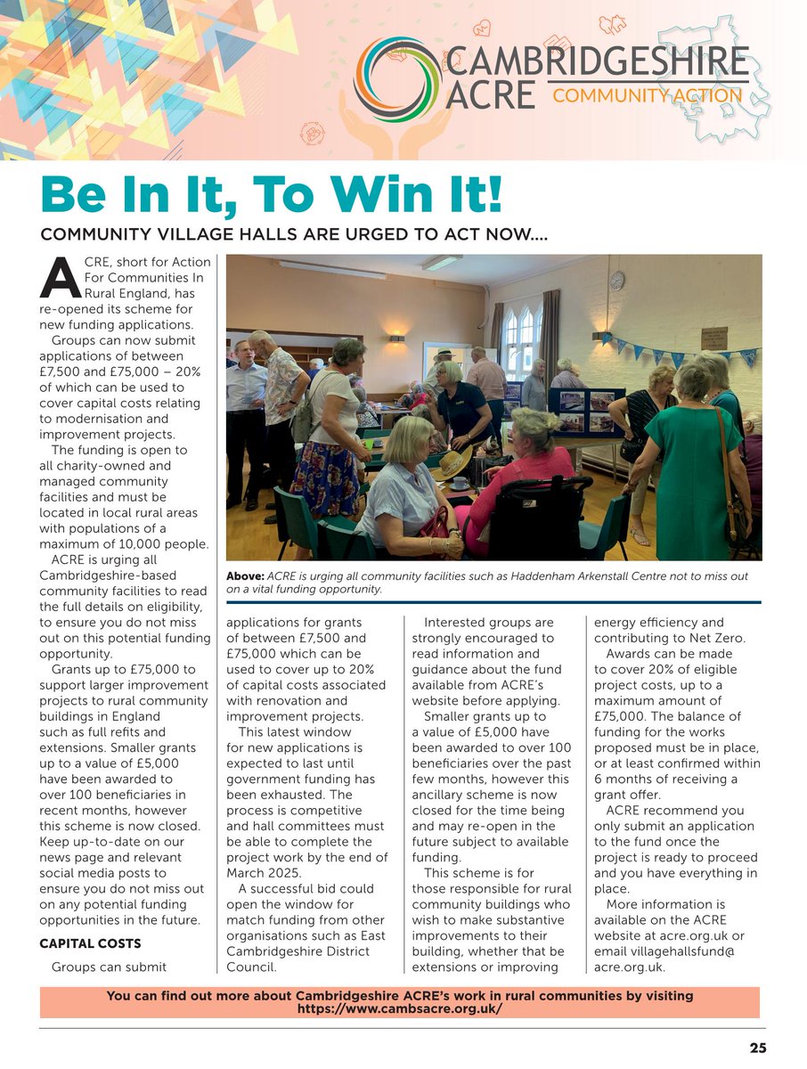 ACRE urges all community facilities to not miss out on vital funding....
--------------------------------------------
#villagehall #community #funding