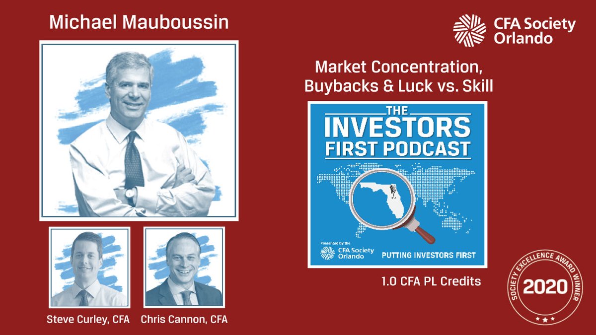 New episode w/ <a href="/mjmauboussin/">Michael Mauboussin</a>, hosted by Steve Curley, CFA &amp; <a href="/CC_Rock/">Chris Cannon</a>. We discuss all things Mauboussin: buybacks, market concentration, public vs. private, luck vs. skill, &amp; the Security Analysis class (Ben Graham) Michael teaches at Columbia. 

Enjoy: bit.ly/3zLmQpy
