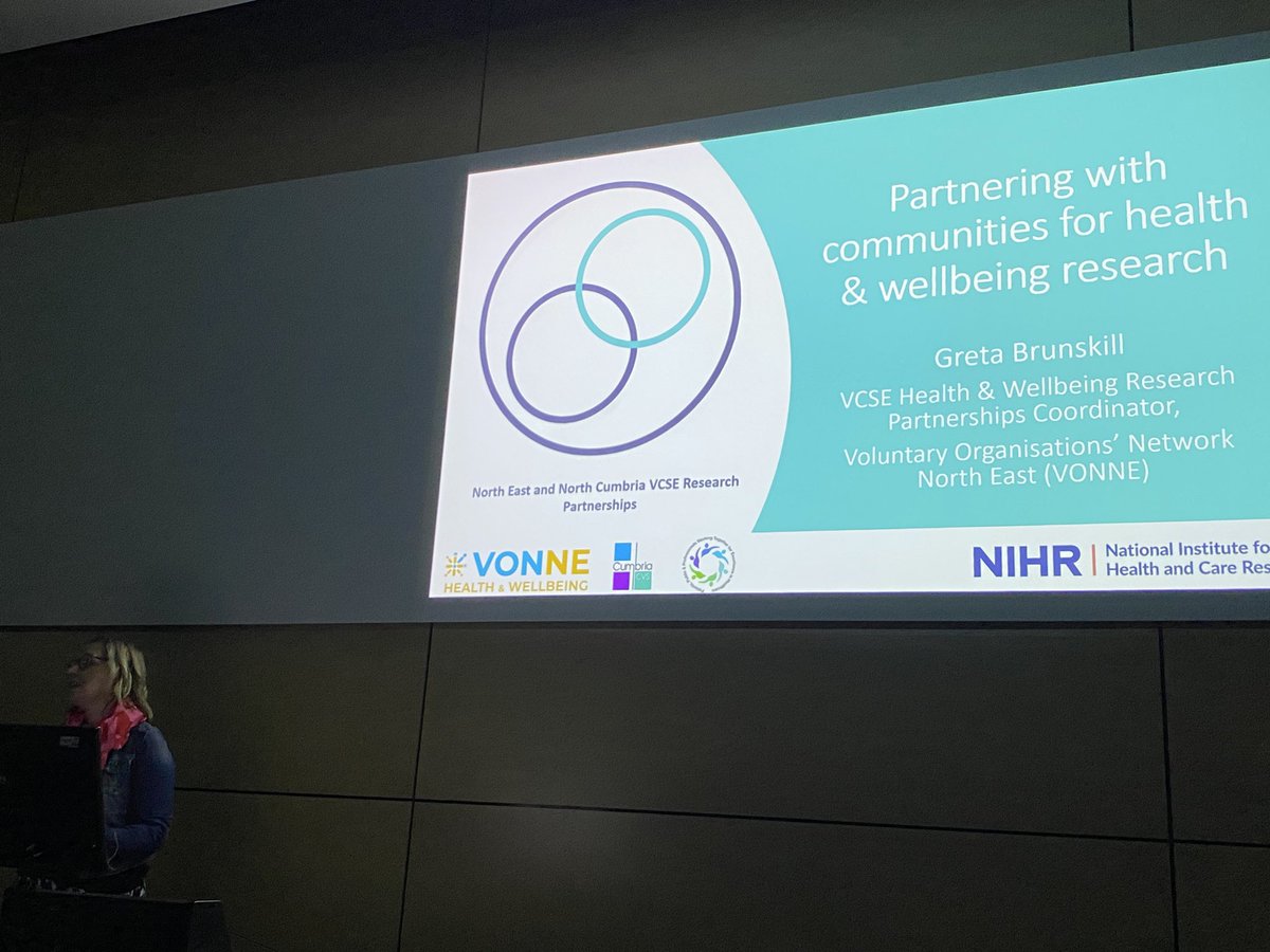 Greta Brunskill from <a href="/vonnehwb/">VONNE Health and Wellbeing</a> explaining how to partner with voluntary and community sector organisations in research across the region #cumbriaresearch
