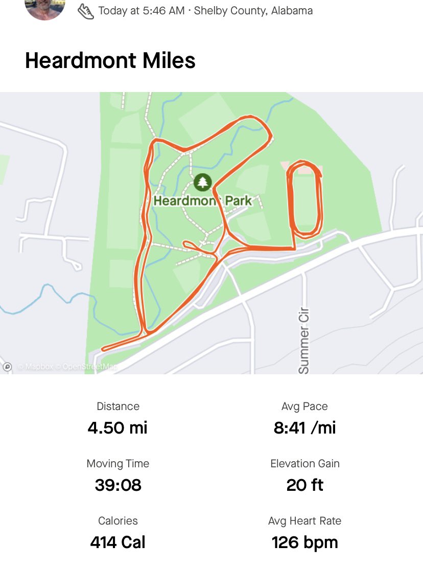 Bama26Point2's tweet image. 5:46am * 69°F * 4.5 miles at Heardmont Park with some track laps * continued strugglebus with some stops but glad to meet the sunrise for this sweatfest #runchat #runner #runcoach