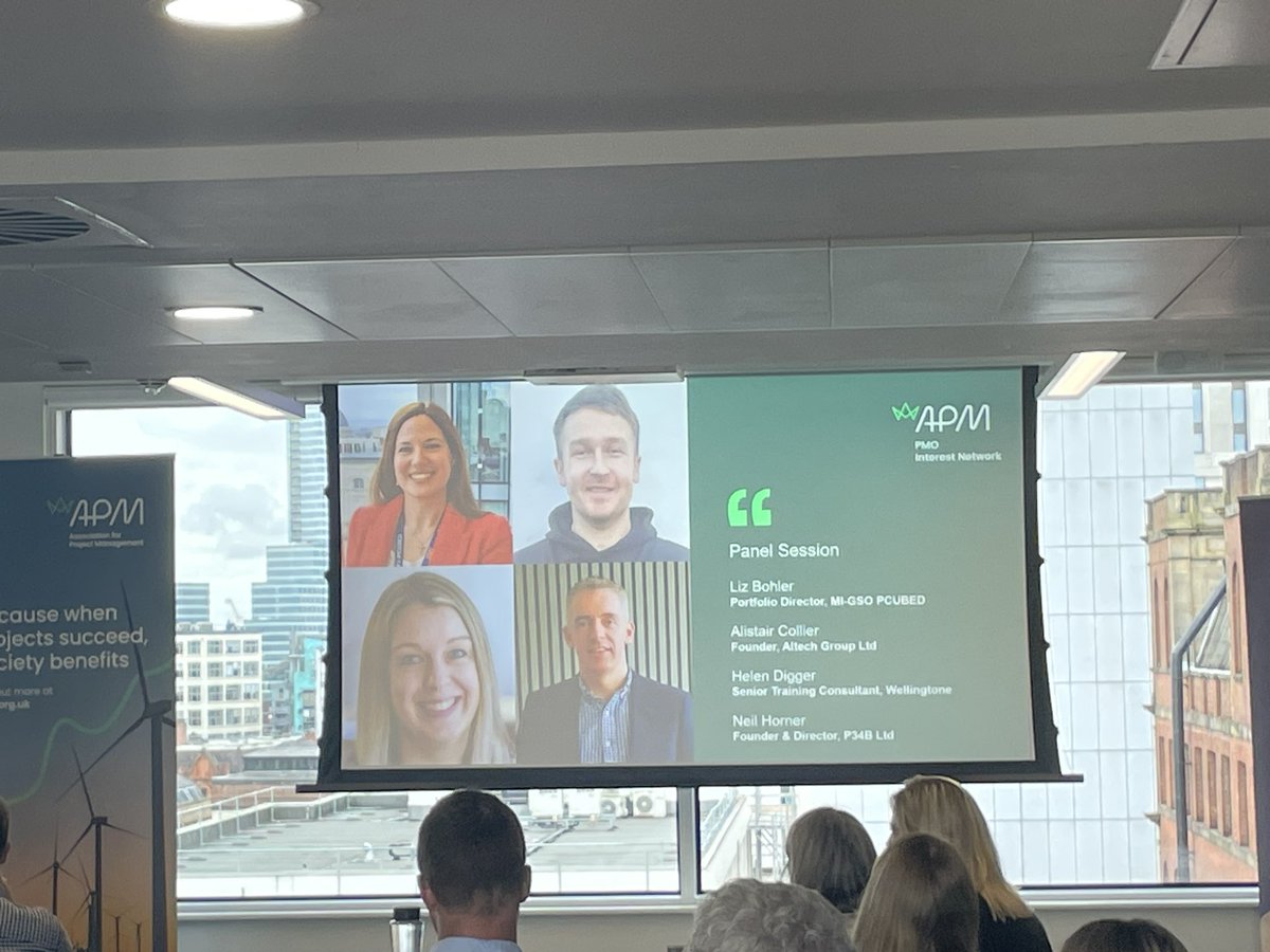 pmosigUK's tweet photo. This afternoon’s APM panel led by Liz Bohler discussed the benefits of mentoring, networking and getting involved in the various #APM networks on both personal and professional life. Gains include socialising, facilitating career growth and connection 
#PMONinja 
#BigPMOAdoption https://t.co/tu4FzTzdjB