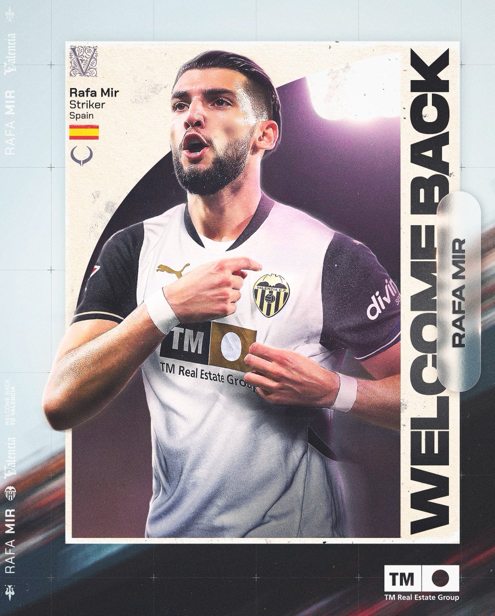 Valencia CF (@valenciacf) on Twitter photo HAGAMOS QUE BRILLE ✨
🦇 <a href="/RafaMir33/">Rafa Mir</a>
#BenvingutRafaMir
#ADNVCF HAGAMOS QUE BRILLE ✨
🦇 <a href="/RafaMir33/">Rafa Mir</a>
#BenvingutRafaMir
#ADNVCF