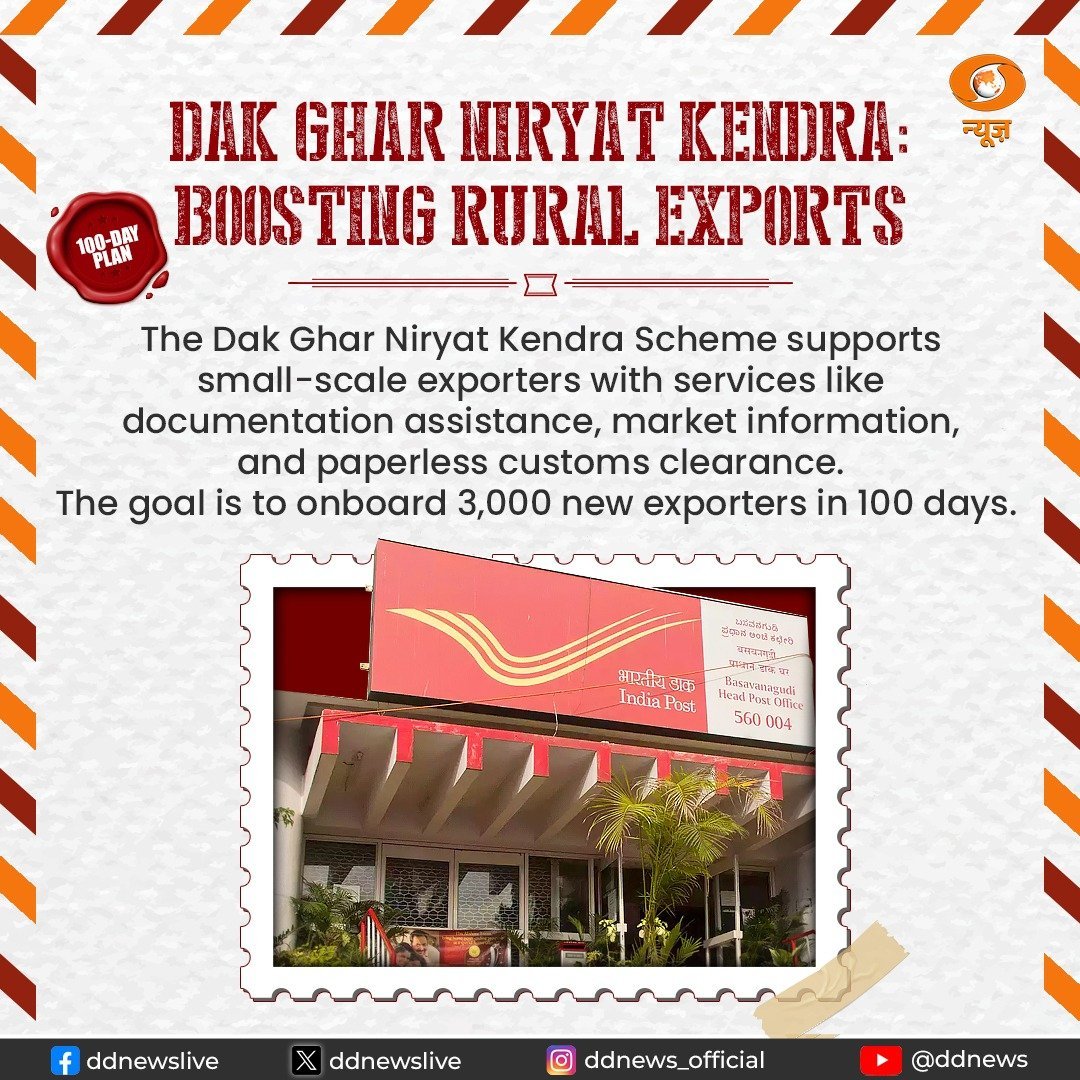 ddyadagirinews's tweet photo. #IndiaPost | తపాలా శాఖ సేవా డెలివరీని మార్చే లక్ష్యంతో 100 రోజుల కార్యాచరణ ప్రణాళికను చేపట్టింది.

♦️ గ్రామీణ ప్రాంతాల్లో సేవలను మెరుగుపరచడానికి 5,000 డాక్ చౌపుల్స్ ఇనిషియేటివ్ తీసుకున్నారు

#PostalReforms https://t.co/UDmIE9tFjJ