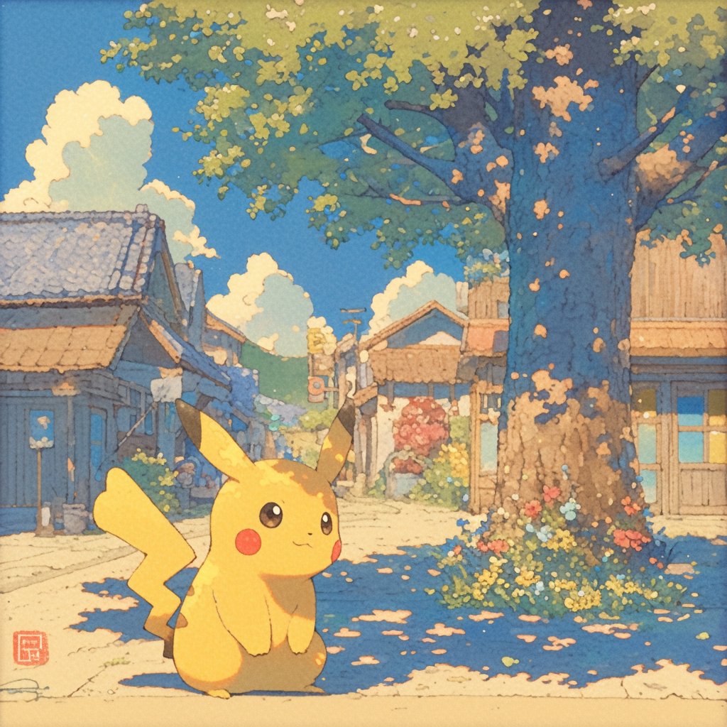 Pikachu in a Japanese town