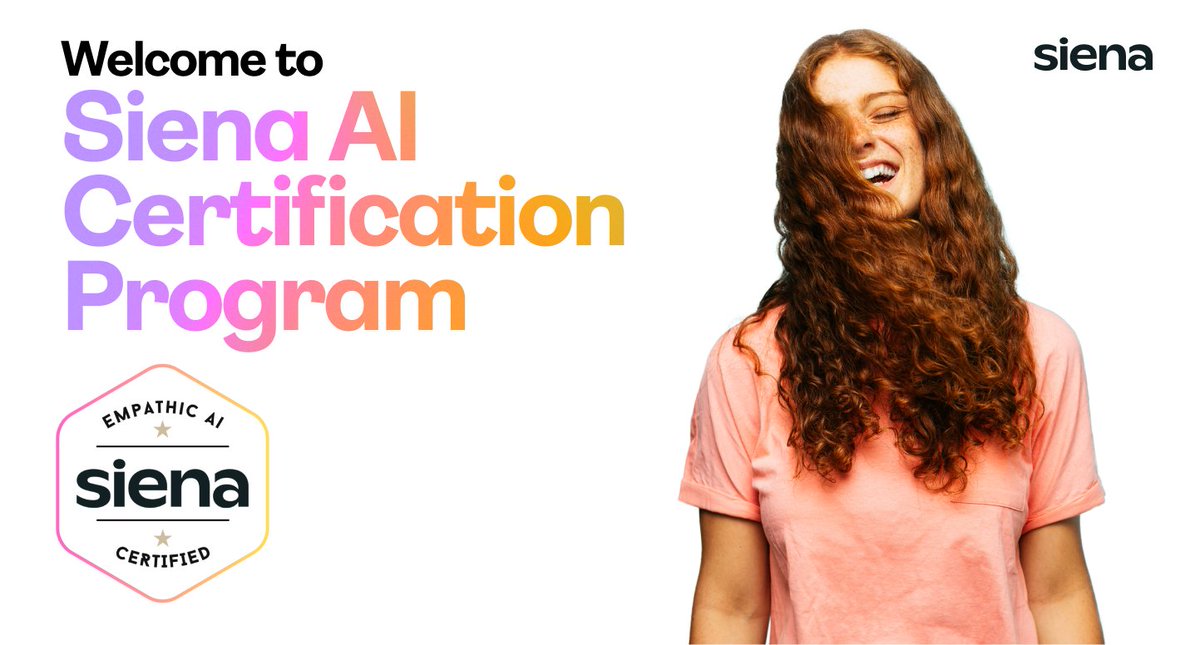 siena_ai's tweet photo. we're excited to introduce Siena Academy, kicking off with the first AI Certification designed for CX Leaders. 🎓🎉
learn more here https://t.co/iC21JO2K8y
don't just adapt to the future of CX. shape it.
#SienaAICertified #EmpathicAI https://t.co/aqiTFeGEY8