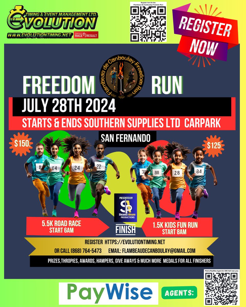 EvolutionTimeTT's tweet image. Registration is still open for this Years Flambeau de Canboulay Freedom Run. 
Run now and register, before its sold out. 
You know you will be left standing on the outside.
evolutiontiming.net/event-registra… 
#evolutiontimingtt #evolutiontiming #runallovertnt #runTNT #TrinidadandTobago