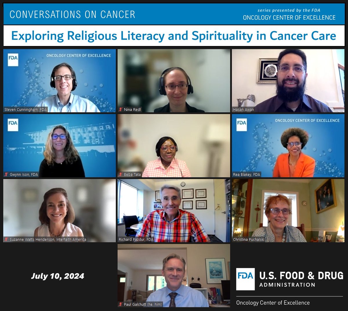 Steven C. Cunningham (@stevenclarkcunn) on Twitter photo Great team for yesterday's Conversations on Cancer, Exploring Religious Literacy and Spirituality in Cancer Care: youtube.com/live/8uPEzsOKw…
#Spirituality #spiritualcare #FDA #FDAOCE #religion #religiousliteracy #cancer #cancercare #oncology #oncology <a href="/FDAOncology/">FDA Oncology</a> Great team for yesterday's Conversations on Cancer, Exploring Religious Literacy and Spirituality in Cancer Care: youtube.com/live/8uPEzsOKw…
#Spirituality #spiritualcare #FDA #FDAOCE #religion #religiousliteracy #cancer #cancercare #oncology #oncology <a href="/FDAOncology/">FDA Oncology</a>