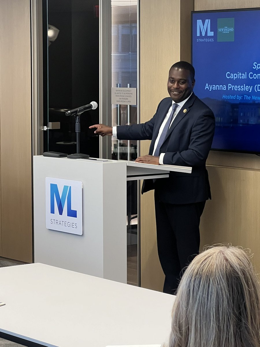 NECouncil's tweet photo. It’s a pleasure to be joined by @RepPressley and @gabeamo this morning for a Special Edition Capital Conversations program in DC. Thank you to our member @MLStrategies for hosting! https://t.co/5wIOtcX07U