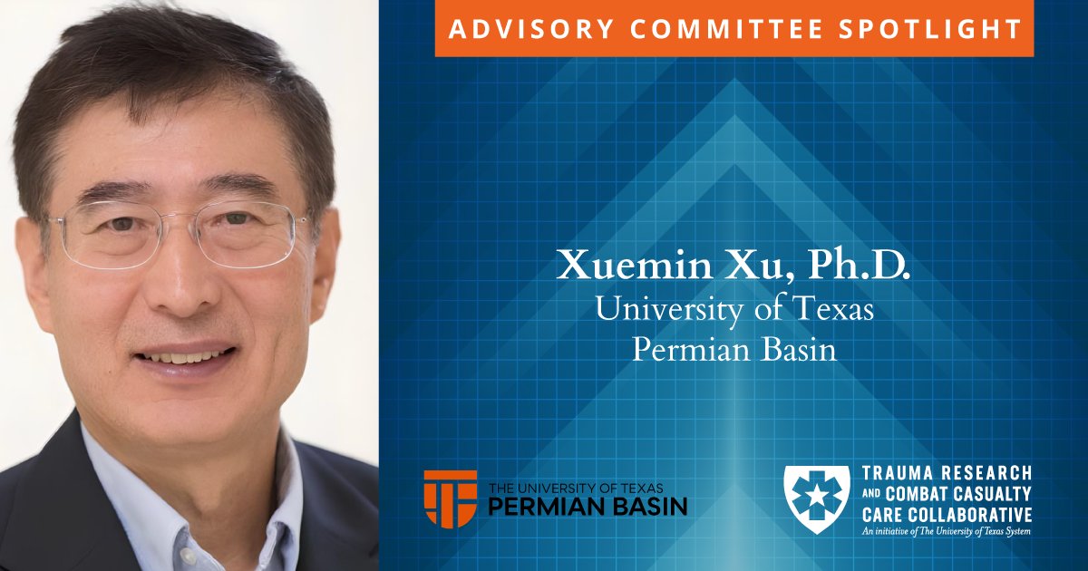 UT_TRC4's tweet photo. As part of our Advisory Committee, Dr. Xeumin Xu of @utpb,plays a pivotal role in advancing our goal of transforming and educating the future of trauma care for both the battlefield and the civilian sector. #AdvisorySpotlight @utsystem https://t.co/OEXLuVjOVm