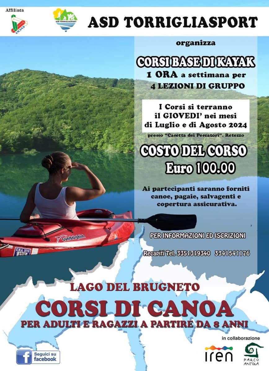 ValliAntola's tweet photo. ASD #Torriglia Sport organizza corsi base di #kayac presso il lago del #Brugneto nei mesi di luglio e agosto. @ValliAntola #lamialiguria a remi https://t.co/lacvHim1k3