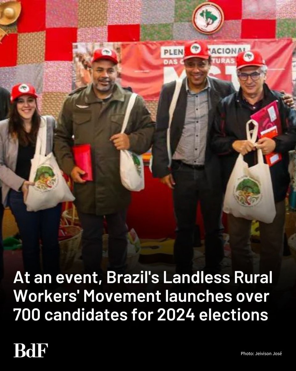 This week, the Landless Rural Workers' Movement (MST) <a href="/MST_Oficial/">MST Oficial</a> launched more than 700 pre-candidates to contest the 2024 municipal elections in October when voters will choose the next mayors and city councilors of Brazilian municipalities.