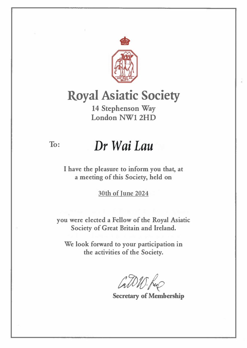I am thrilled to have been elected a Fellow of the Royal Asiatic Society. I look forward to engaging with the <a href="/RAS_Soc/">Royal Asiatic Society</a> to disseminate research and scholarship about Asia.