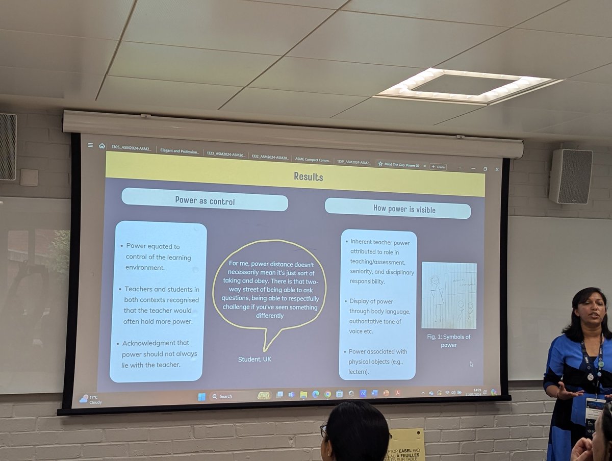 Tristan Price (@tristanjprice1) on Twitter photo <a href="/AmayaEllawala/">Amaya Ellawala</a> giving a fascinating compact comms at #ASME2024. Perceptions of power distance between med students and teachers across UK and Sri Lanka is similar across both cultures <a href="/AmayaEllawala/">Amaya Ellawala</a> giving a fascinating compact comms at #ASME2024. Perceptions of power distance between med students and teachers across UK and Sri Lanka is similar across both cultures