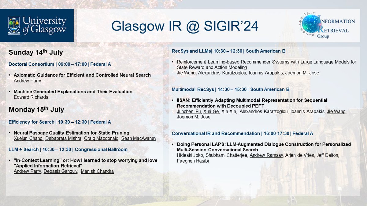ir_glasgow's tweet photo. A large contingent of our staff and students at @GlasgowCS are currently heading to #sigir2024! Do check out the papers and activities we are involved in.

Come say hello, and chat about what we are doing in Glasgow. We are also hiring! https://t.co/Xc0hg4rKEc