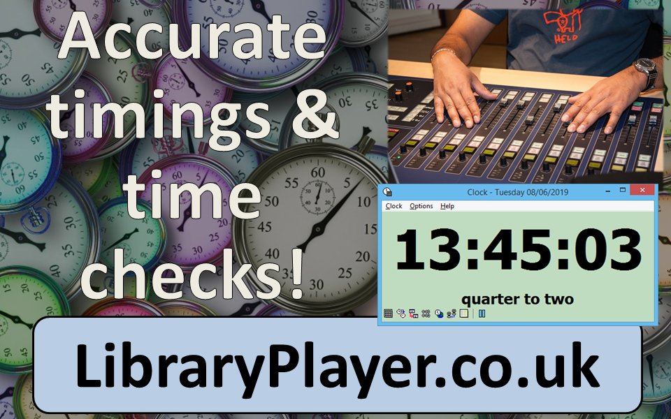 Pre-recording shows?

A popular part of Timing Clock is changing the time display (without changing system time) ensuring accurate time checks during your shows.

Download your free trial and get started at:
libraryplayer.co.uk/2021/05/timing…

#communityradio #hospitalradio #broadcasting