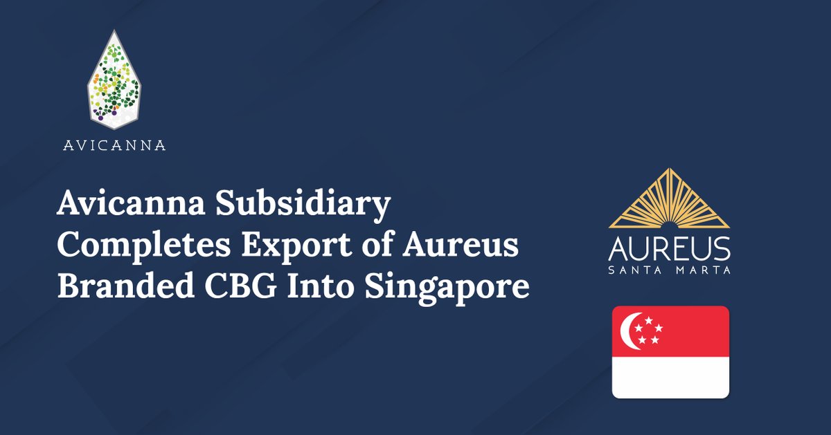 We completed our first export into Asia! Singapore is the 18th international market for Aureus branded products and 21st market for all Avicanna products.

Full release below! $AVCN