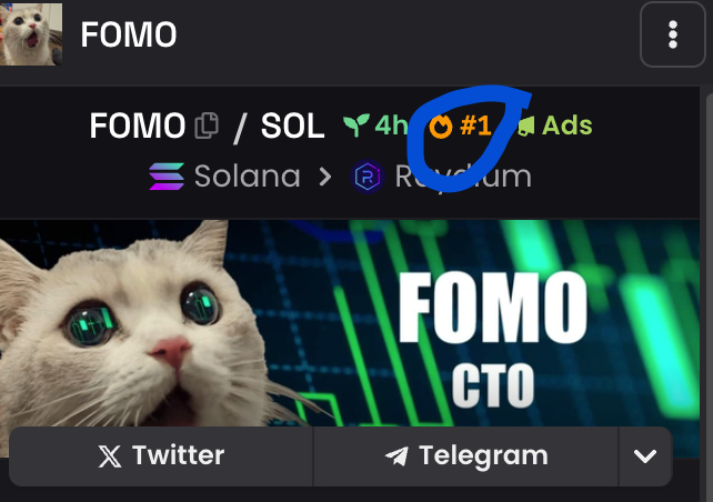 number 1 trending on dexscreener rn

feel the $FOMO yet? fomo the cat is coming for ya