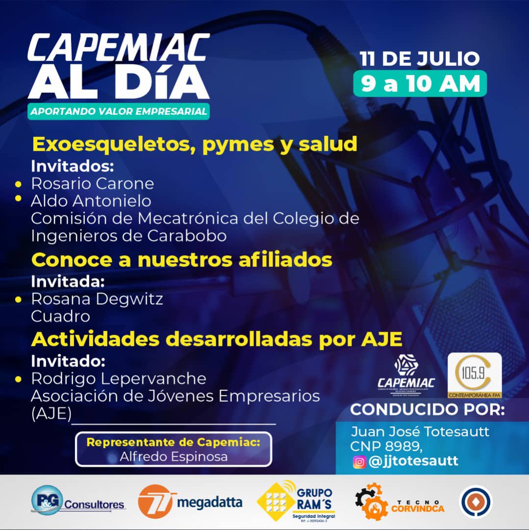 ¡Nos conectamos a las 09:30am para escucharnos! 
 Junto al periodista Juan José Totesautt y nuestro Presidente, Rodrigo Lepervanche, conoceremos más sobre las iniciativas y proyectos que estamos desarrollando en AJE Venezuela. 

Link: oye.fm