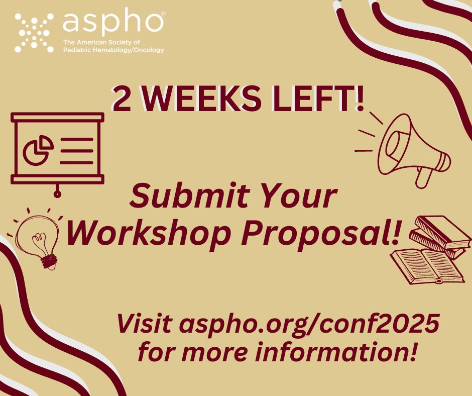Two weeks left to submit a workshop proposal for #ASPHO2025! Share your recommendations for #advancingPHO! Proposals are due 7/25 at 3pm CT: aspho.org/meetings/confe…