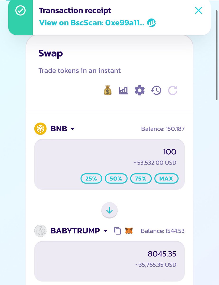 BabyTrumpBNB's tweet image. We have tending on @dexscreener @DEXToolsApp and #AVEDEX and many CEX listings coming!

Do not fade #BABYTRUMP trying to #MAKEBSCGREATAGAIN!!!

Chart:

dexscreener.com/bsc/0x00ee45f9…