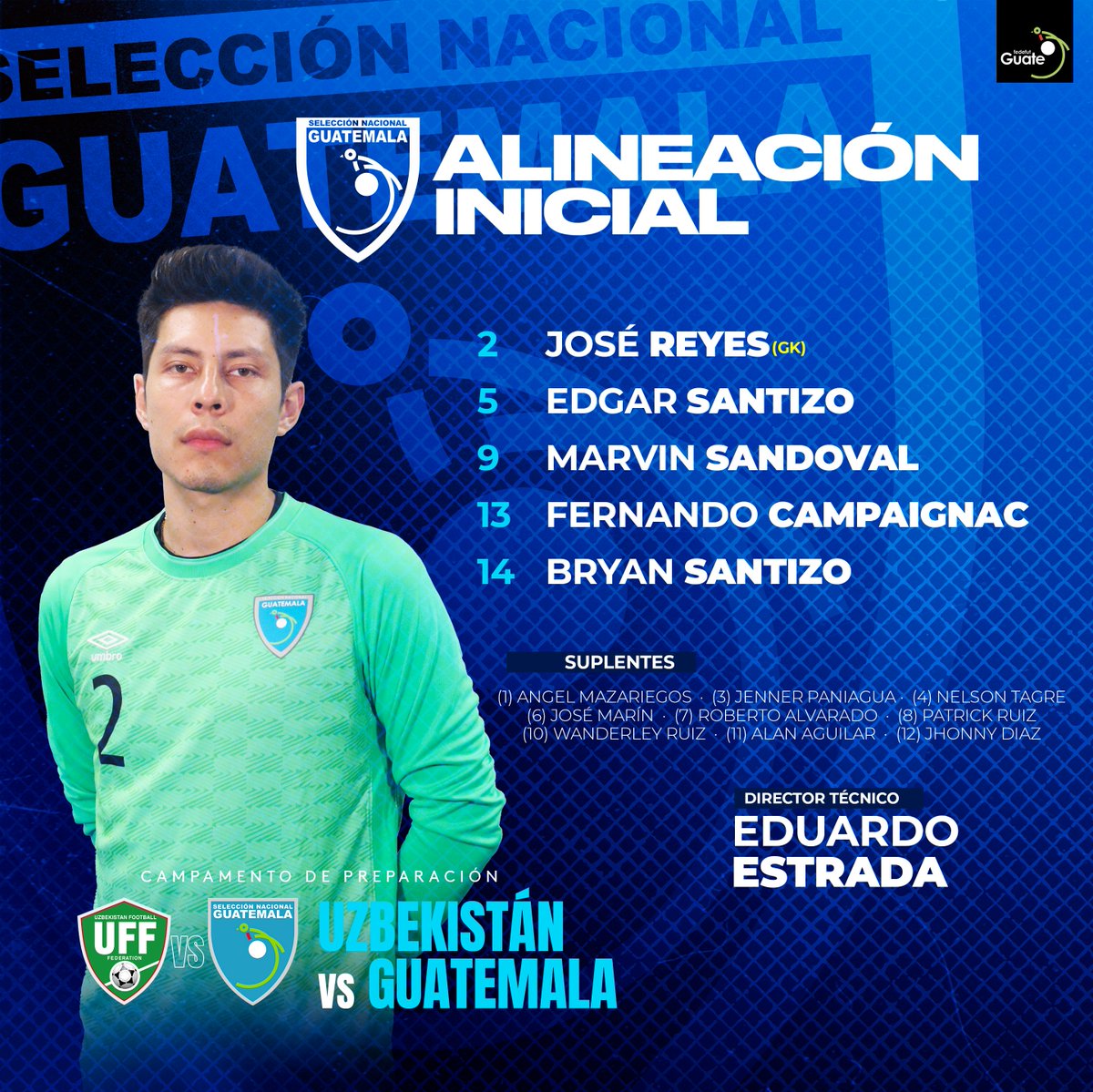 fedefut_oficial's tweet photo. ¡ 𝗔𝗟𝗜𝗡𝗘𝗔𝗖𝗜𝗢́𝗡 𝗗𝗘 𝗟𝗔 𝗦𝗘𝗟𝗘 𝗗𝗘 𝗙𝗨𝗧𝗦𝗔𝗟 ! 🇬🇹💙

ᴘʀɪᴍᴇʀ ᴘᴀʀᴛɪᴅᴏ ᴅᴇʟ ᴄᴀᴍᴘᴀᴍᴇɴᴛᴏ ᴅᴇ ᴘʀᴇᴘᴀʀᴀᴄɪᴏ́ɴ ᴅᴇ ɴᴜᴇꜱᴛʀᴀ ꜱᴇʟᴇ.

🇺🇿ᴜᴢʙᴇᴋɪꜱᴛᴀɴ 🆚 ɢᴜᴀᴛᴇᴍᴀʟᴀ🇬🇹
⏱️8:00ᴀᴍ
📺 https://t.co/rMavDUGcrf

#VamosGuate #ModoSelección https://t.co/bZI0oOSwGS
